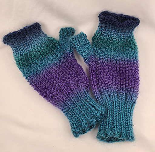 Fingerless Gloves – Hand Knit – Rainbow Mermaid